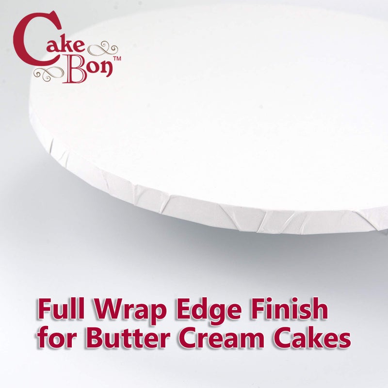 Cakebon Round Cake Boards - Sturdy 1/2 Thick Drums - 10 Inch Professional Fully Wrapped Edges White 1-Pack - Image 2